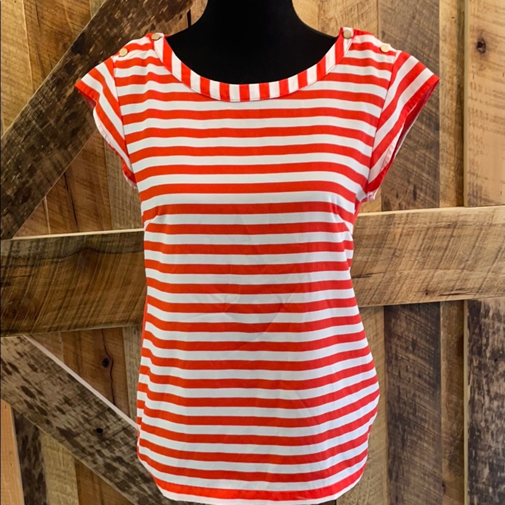 Banana republic orange and white top